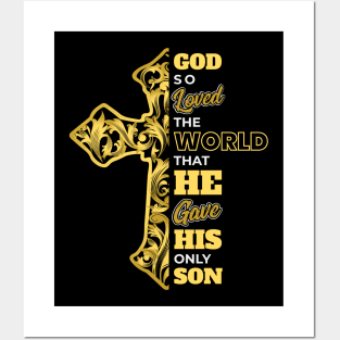 John 3:16 God so Loved the World Bible Verse Christian Posters and Art